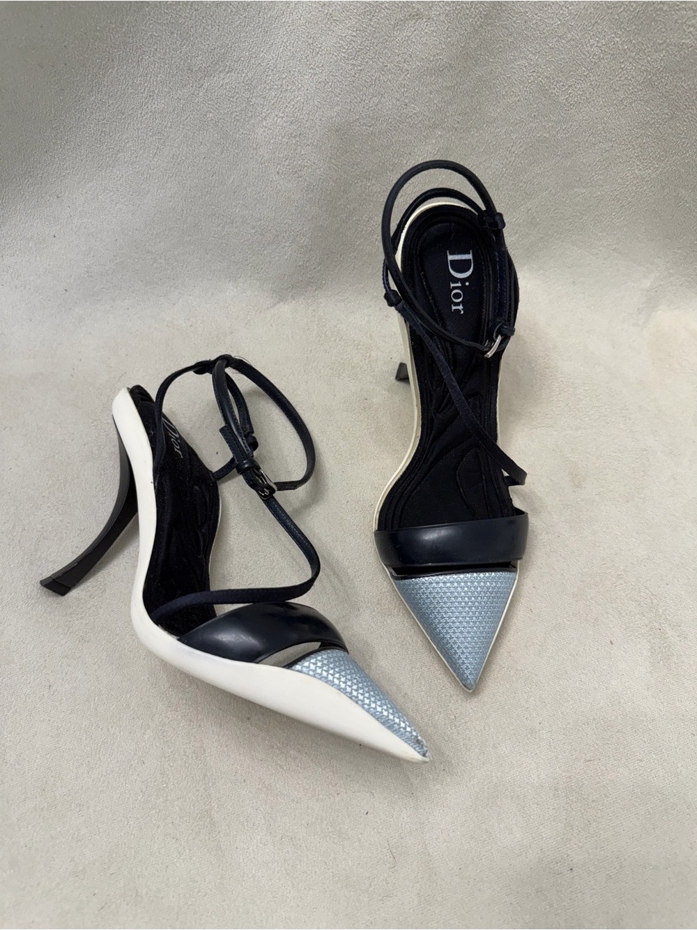 Christian Dior x RAF Simons 2014 Runway Light Blue & White Sculptured Heel Pumps